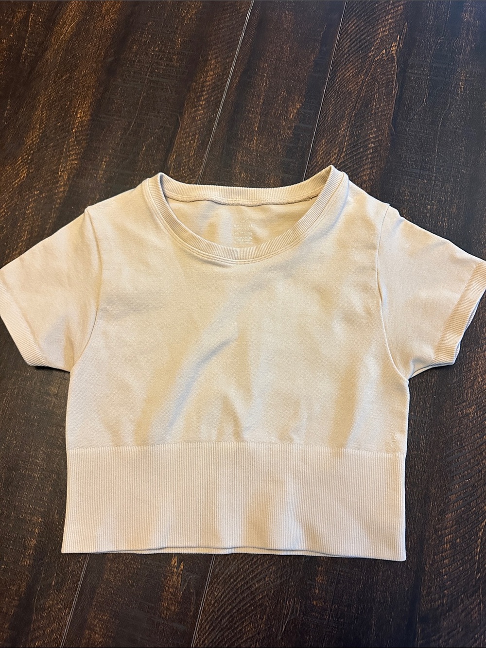 Cropped Short Sleeve Knit Top in Cream